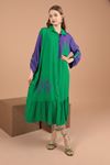 Женское платье из вискозной ткани-зеленый/фиолетовый