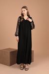 Viscose Fabric Star Embroidered Women's Dress-Black