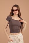 Camisole Fabric Square Collar Women's Blouse-Brown