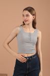 Camisole Fabric Snap Fastener Women's Blouse-Grey