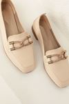 Women's Leather Ballerinas with Hook and Ribbon Buckle-Skin Color
