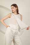 Crepe Fabric Aller Women's Blouse-Ecru