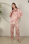 Satin Fabric Patterned Women's Suit-Light Pink