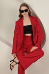 Женская пиджачк Оверсайз Из Ткани Atlas-Kрасный