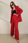 Женские брюки палаццо из ткани Atlas-Kрасный