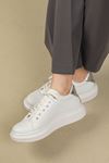 Kadın Sneakers Spor Ayakkabı-Beyaz-Gümüş