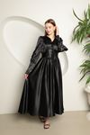 Satin Fabric Women's Maxi Dress-Black