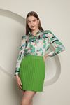 Трикотаж Женская плиссированная юбка-Зелёный