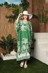 Viskon Empirme Salaş Kadın Elbise-Yeşil