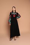 Viscose Fabric Women's Printed Dress-Black