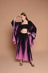 Viskon Kumaş Renk Geçişli Kadın Kimono Takım-Mor