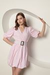 Короткое женское платье с воздушным шаром из поплиновой ткани-Розовый