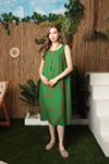 Viscose Fabric Ethnic Pattern Basic Women's Dress-Green