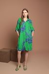 Viscose Fabric Branch Patterned Women's Shirt-Green