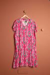 Viscose Fabric Batik Pattern Women's Basic Dress-Fuchsia