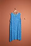 Viscose Printed Ethnic Pattern Women's Basic Dress-Blue