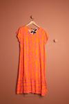 Viscose Fabric Zigzag Pattern Women's Basic Dress-Orange
