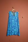 Viskon Kumaş Kilim Desen Kadın Basıc Elbise-Mavi
