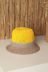 Hand Knitted Women's Hat-Yellow