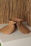 Open Top Straw Hat with Full Stone Bow-Light Brown