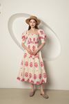 Linen Fabric Gimped Women's Dress-Fuchsia
