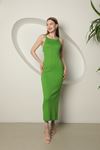 فستان نسائي من القماش التريكو-الفستق الأخضر