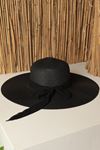 قبعة القش النسائية-أسود